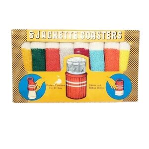 Vintage 8 Jackette Jacket Coasters for Glasses & Bottle in Original Box.